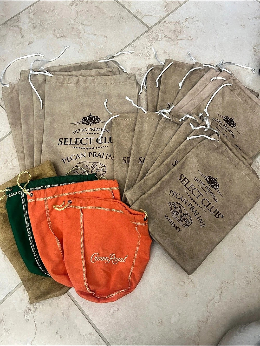 Crown Royal Whisky Felt Drawstring Bags & Praline Whisky Bags Lot of 20